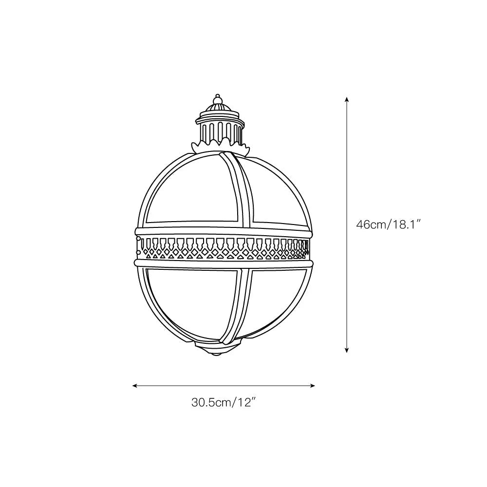 Wall Lamp | Vintage Glass Shade & Iron Frame | 30.5 x 46 cm