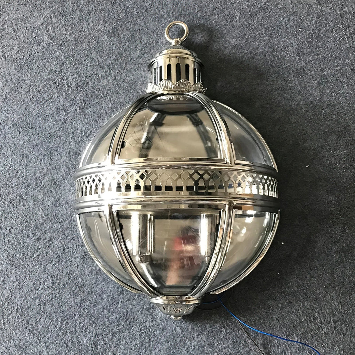 Wall Lamp | Vintage Glass Shade & Iron Frame | 30.5 x 46 cm