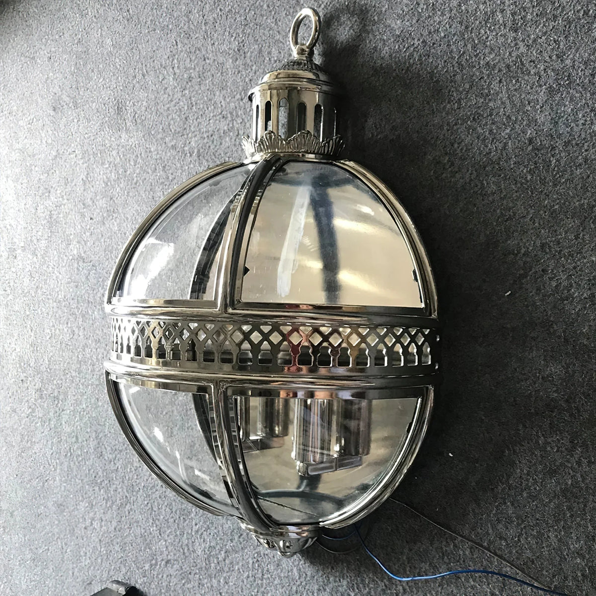 Wall Lamp | Vintage Glass Shade & Iron Frame | 30.5 x 46 cm
