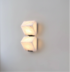 Indoor Wall Lamp | Sculptural Alabaster Cube Shades | Integrated LED