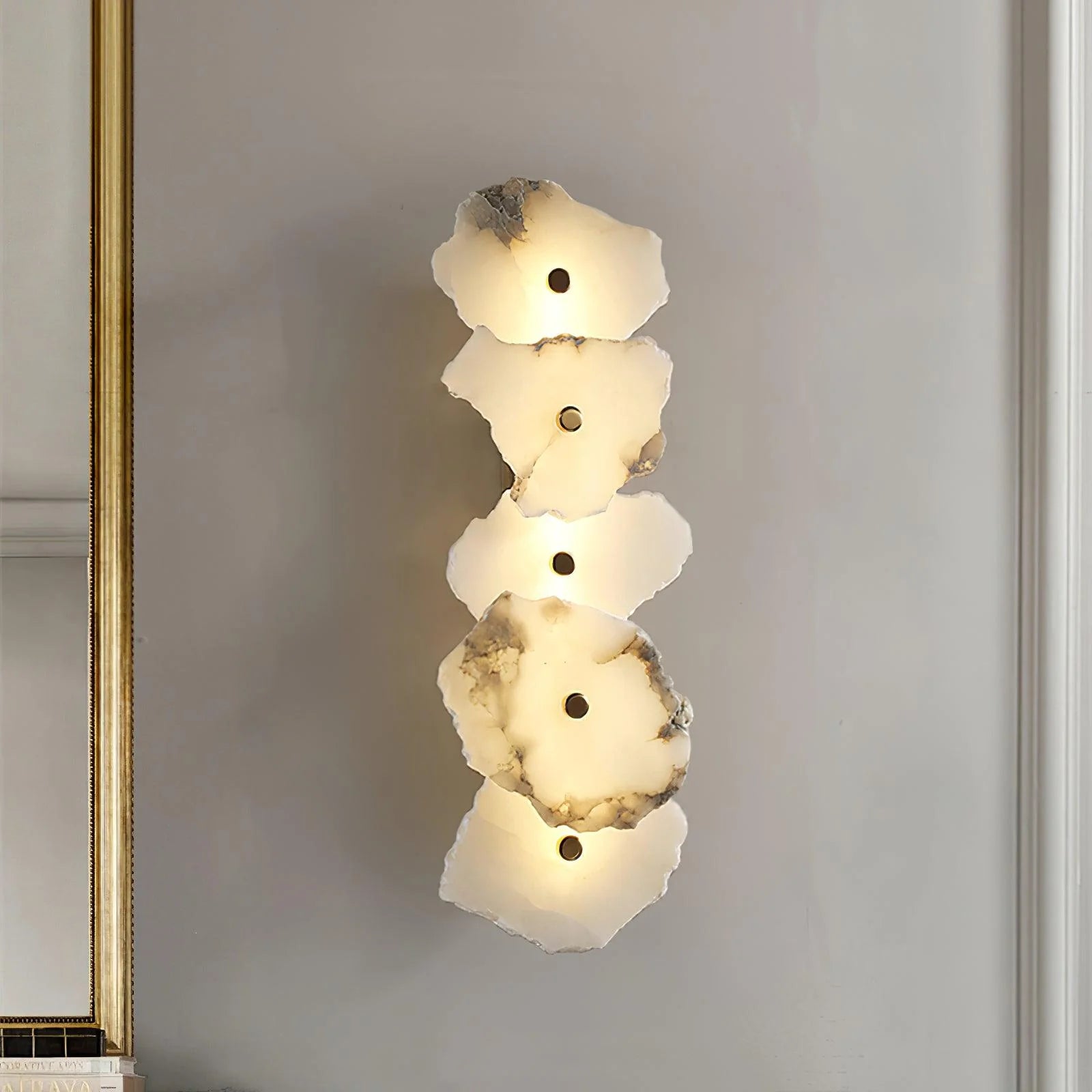Wall Lamp | Flower-Shaped Alabaster Shade | Metal Base & LED