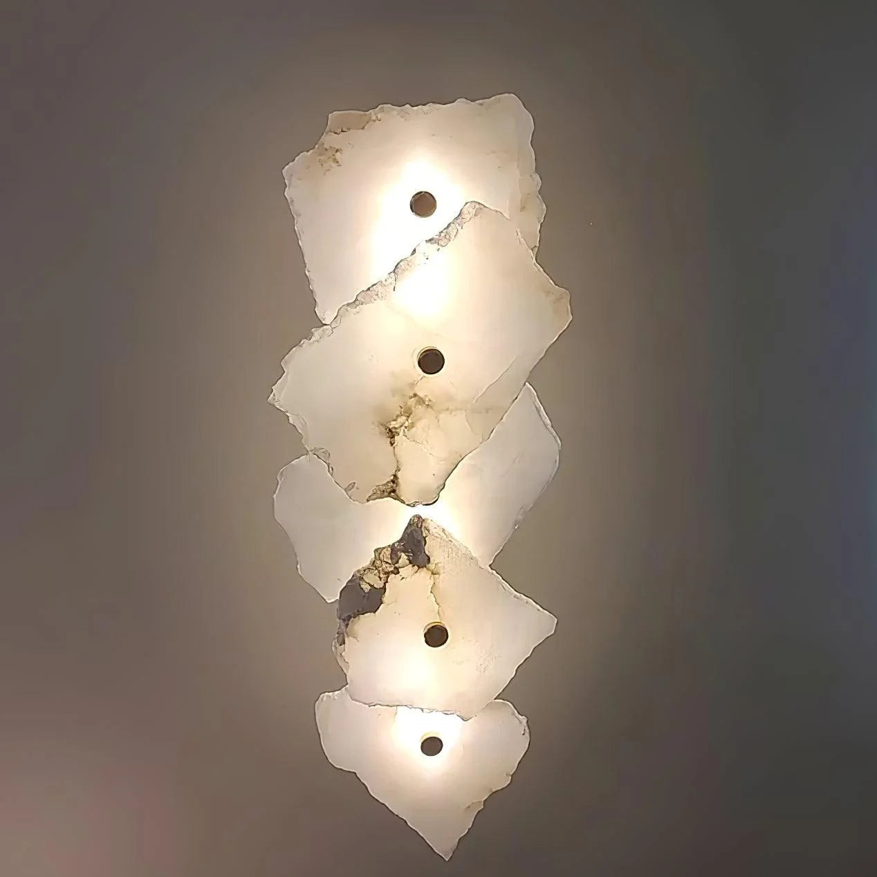 Wall Lamp | Flower-Shaped Alabaster Shade | Metal Base & LED
