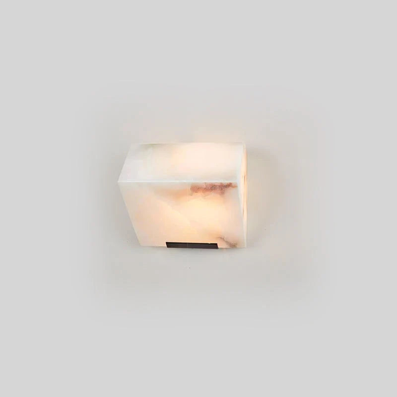Indoor Wall Lamp | Sculptural Alabaster Cube Shades | Integrated LED