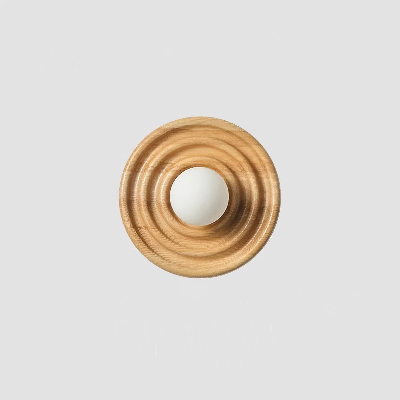 Wall Lamp | Ripple Ash Wood Body & Glass Globe | 28 cm