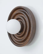 Wall Lamp | Ripple Ash Wood Body & Glass Globe | 28 cm