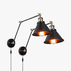 Wall Lamp | Retro Metal Cone Shade | Adjustable Swing Arm