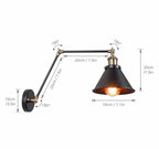 Wall Lamp | Retro Metal Cone Shade | Adjustable Swing Arm