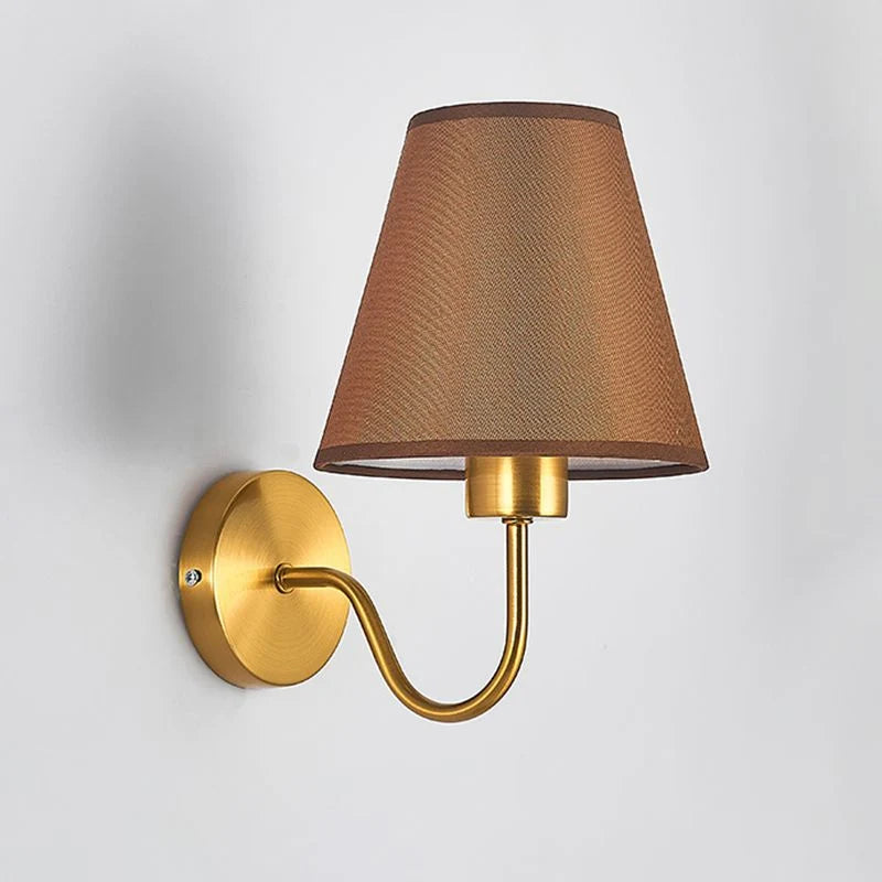 Wall Lamp | Nordic Cone Fabric Shade | Galvanized Metal Arm