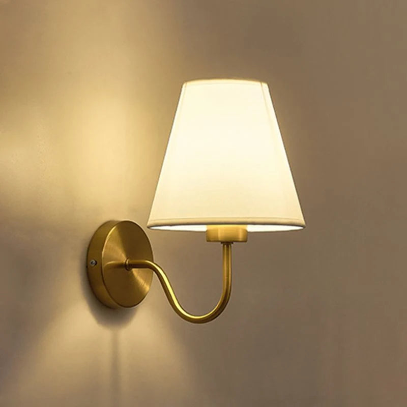 Wall Lamp | Nordic Cone Fabric Shade | Galvanized Metal Arm