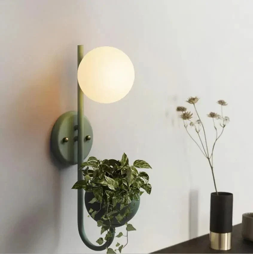 Wall Lamp With Planter | Scandinavian Minimalist & Warm Ambient Light
