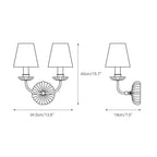 Wall Sconce | Rosette Iron Backplate & Fabric Shades | Antique Gold Finish