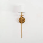 Wall Sconce | Rosette Iron Backplate & Fabric Shades | Antique Gold Finish