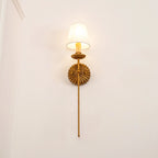 Wall Sconce | Rosette Iron Backplate & Fabric Shades | Antique Gold Finish
