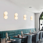 Wall Lamp | Two Glass Shades & Gilded Metal | Adjustable 180° Arm
