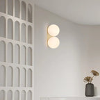 Wall Lamp | Two Glass Shades & Gilded Metal | Adjustable 180° Arm