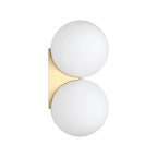 Wall Lamp | Two Glass Shades & Gilded Metal | Adjustable 180° Arm