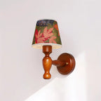 Wall Lamp | Wooden Floral Fabric Shade & Dimmer Compatible | Two Sizes