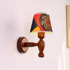 Wall Lamp | Wooden Floral Fabric Shade & Dimmer Compatible | Two Sizes