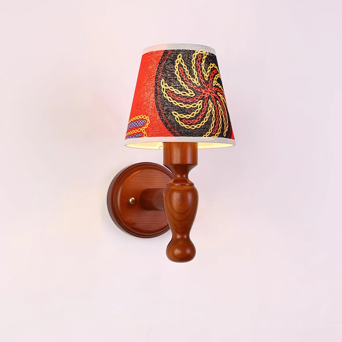 Wall Lamp | Wooden Floral Fabric Shade & Dimmer Compatible | Two Sizes