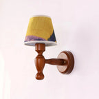 Wall Lamp | Wooden Floral Fabric Shade & Dimmer Compatible | Two Sizes