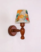 Wall Lamp | Wooden Floral Fabric Shade & Dimmer Compatible | Two Sizes