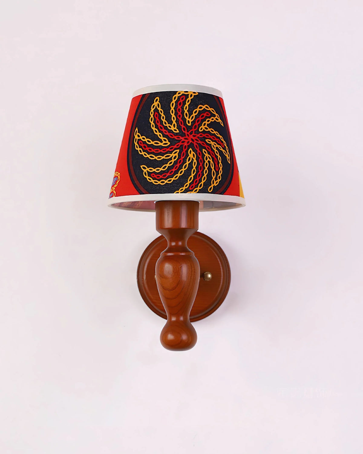Wall Lamp | Wooden Floral Fabric Shade & Dimmer Compatible | Two Sizes