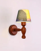 Wall Lamp | Wooden Floral Fabric Shade & Dimmer Compatible | Two Sizes