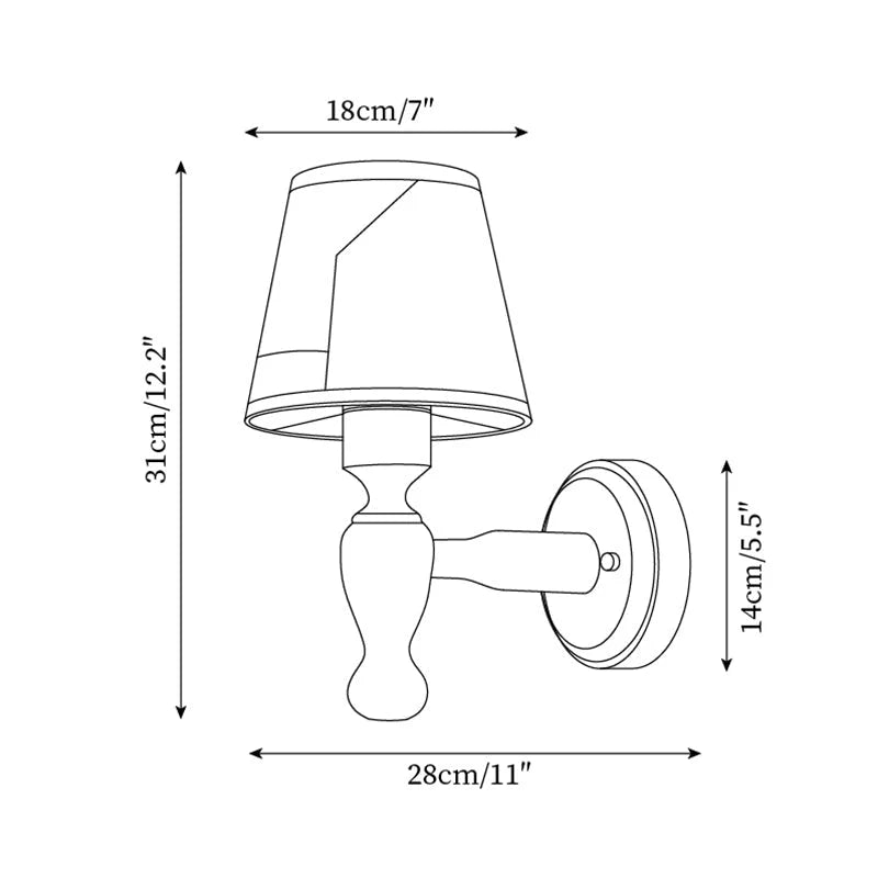 Wall Lamp | Wooden Floral Fabric Shade & Dimmer Compatible | Two Sizes