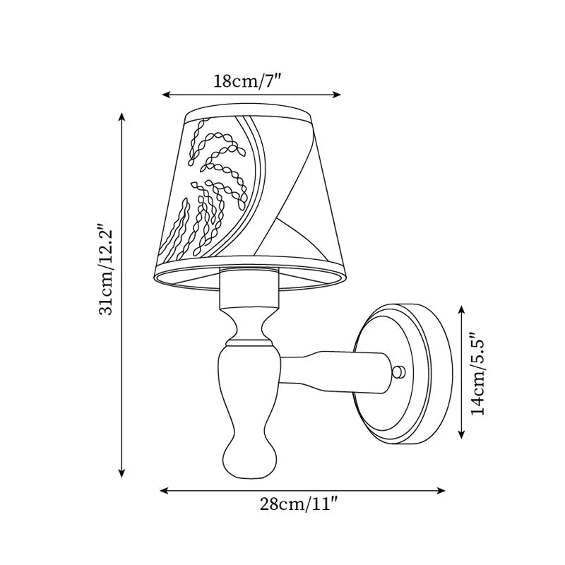 Wall Lamp | Wooden Floral Fabric Shade & Dimmer Compatible | Two Sizes