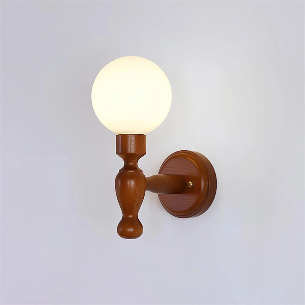 Wall Lamp | Wooden Floral Fabric Shade & Dimmer Compatible | Two Sizes
