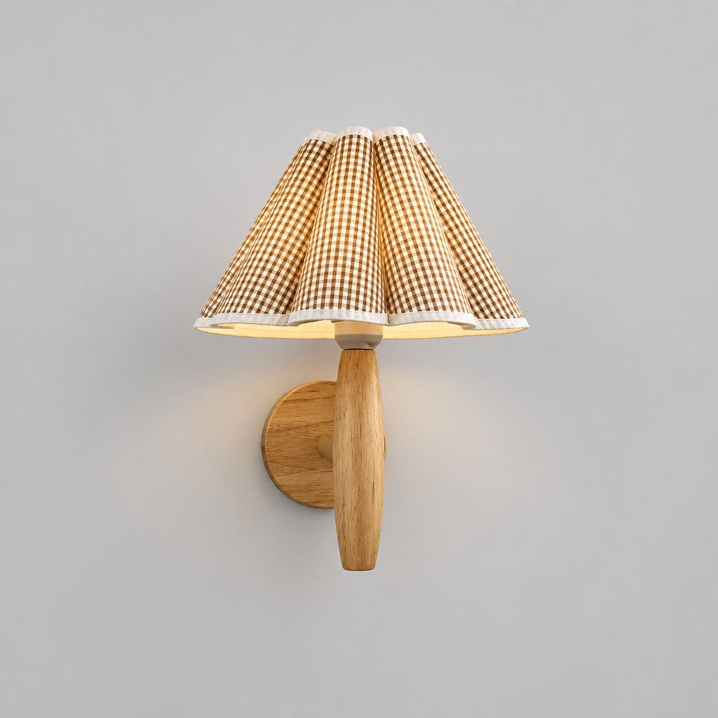 Wall Lamp | Wooden Pleated Shade & Warm LED