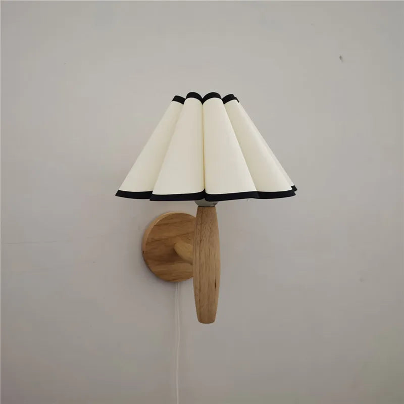 Wall Lamp | Wooden Pleated Shade & Warm LED