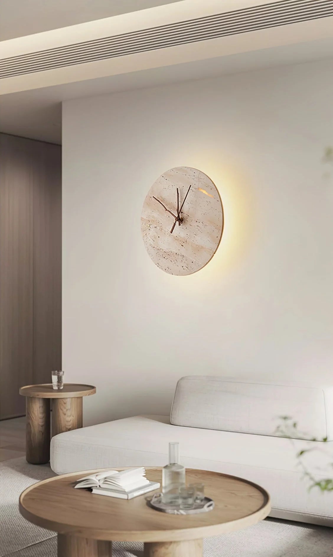 Wall Lamp | Yellow Travertine & Integrated LED | 30 cm Diameter