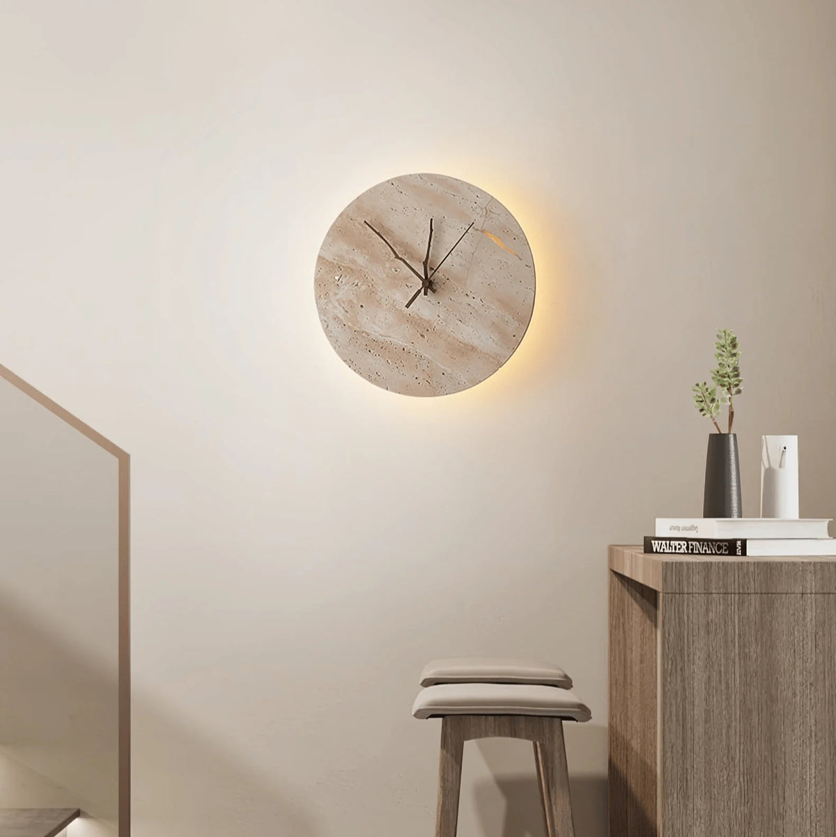 Wall Lamp | Yellow Travertine & Integrated LED | 30 cm Diameter