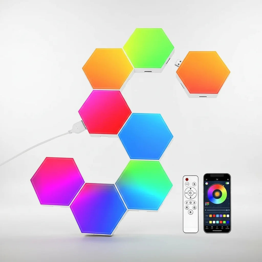 Wall Light Panels | Hexagonal Touch-Sensitive RGB & Dimmable