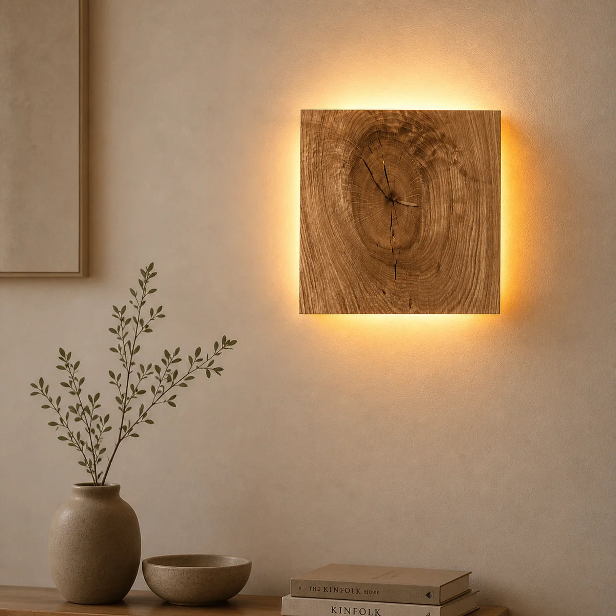 Wall Light | Square Wood-Look Indirect LED | 22/28 cm