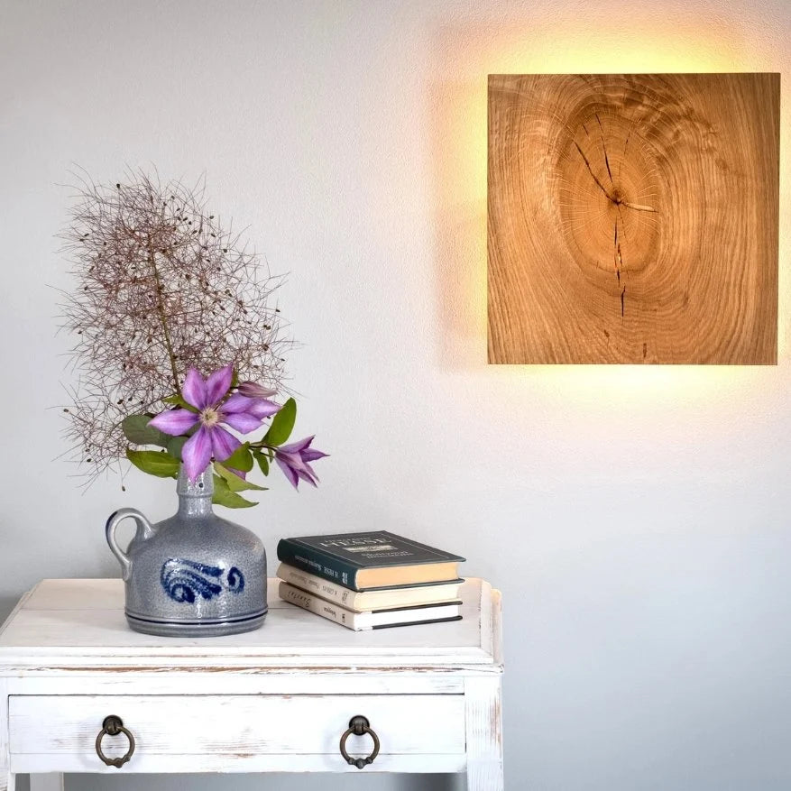 Wall Light | Square Wood-Look Indirect LED | 22/28 cm