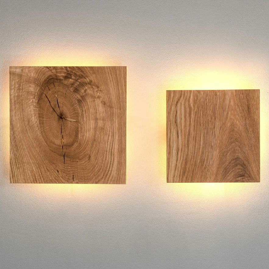 Wall Light | Square Wood-Look Indirect LED | 22/28 cm
