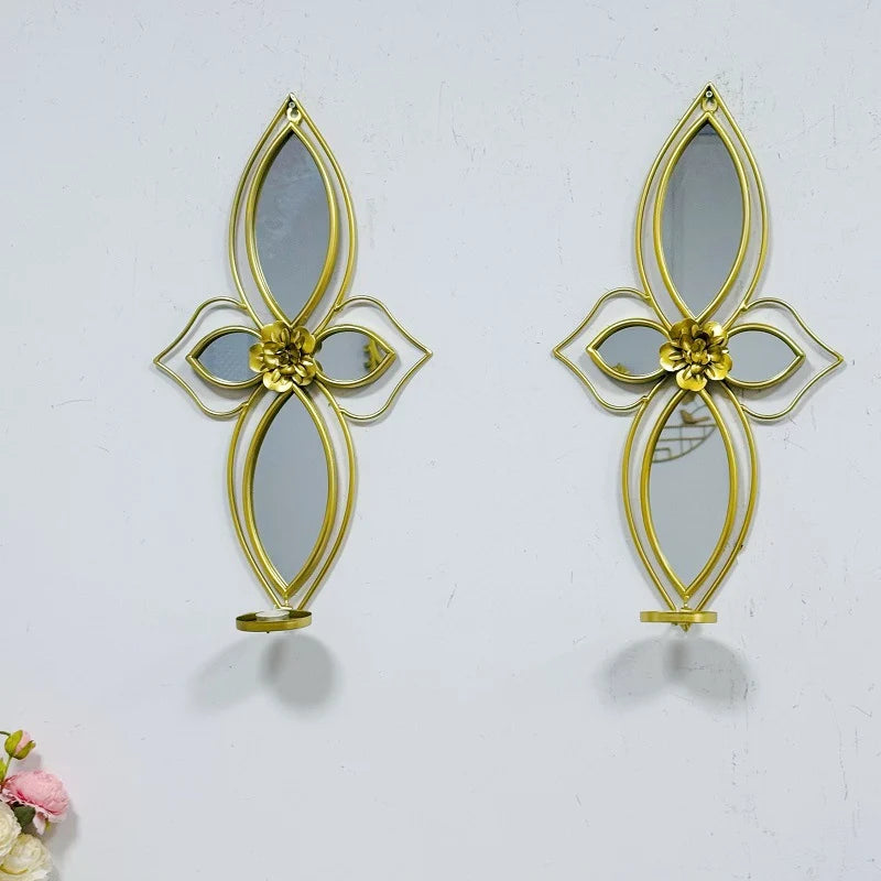 Wall Mirror | Floral Metal Frame & Easy Mount | 61 x 30 cm
