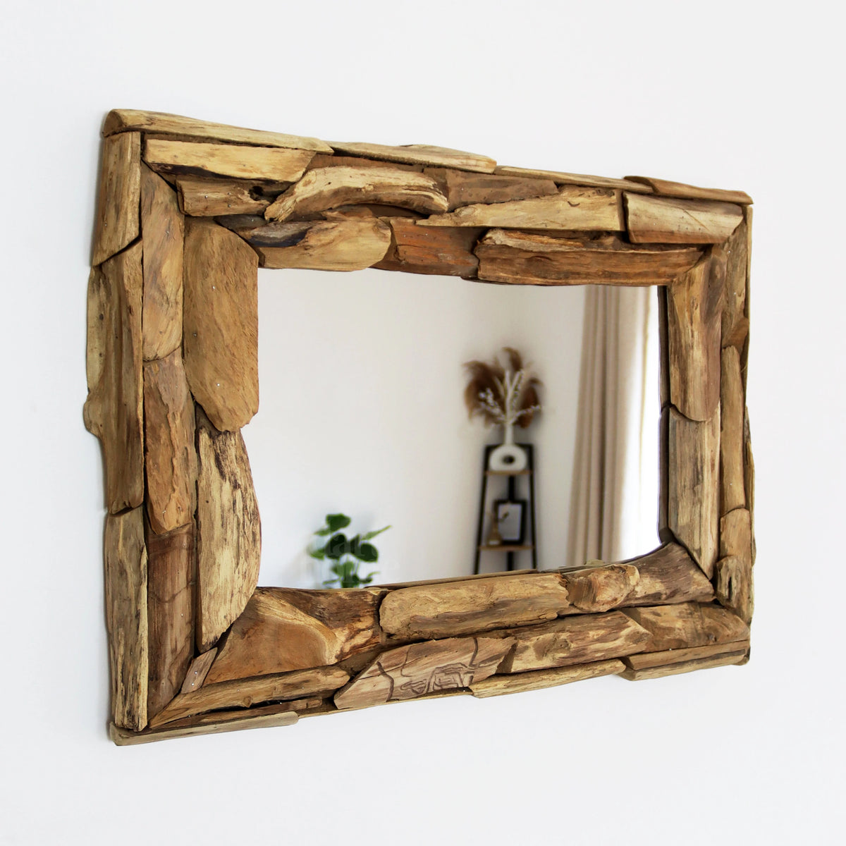 Wall Mirror | Recycled Teak Wood Frame & Reversible Hanging | 71 x 51 cm
