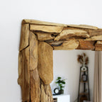 Wall Mirror | Recycled Teak Wood Frame & Reversible Hanging | 71 x 51 cm