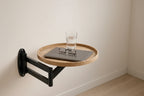 Wall-Mounted Bedside Table | Oak Round Top & Extendable Swivel Arm | 30 cm