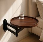 Wall-Mounted Bedside Table | Oak Round Top & Extendable Swivel Arm | 30 cm