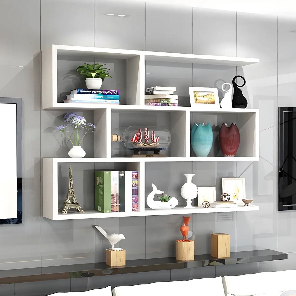 Wall-Mounted Bookshelf | Floating Poplar Wood | Widths 60–120 cm