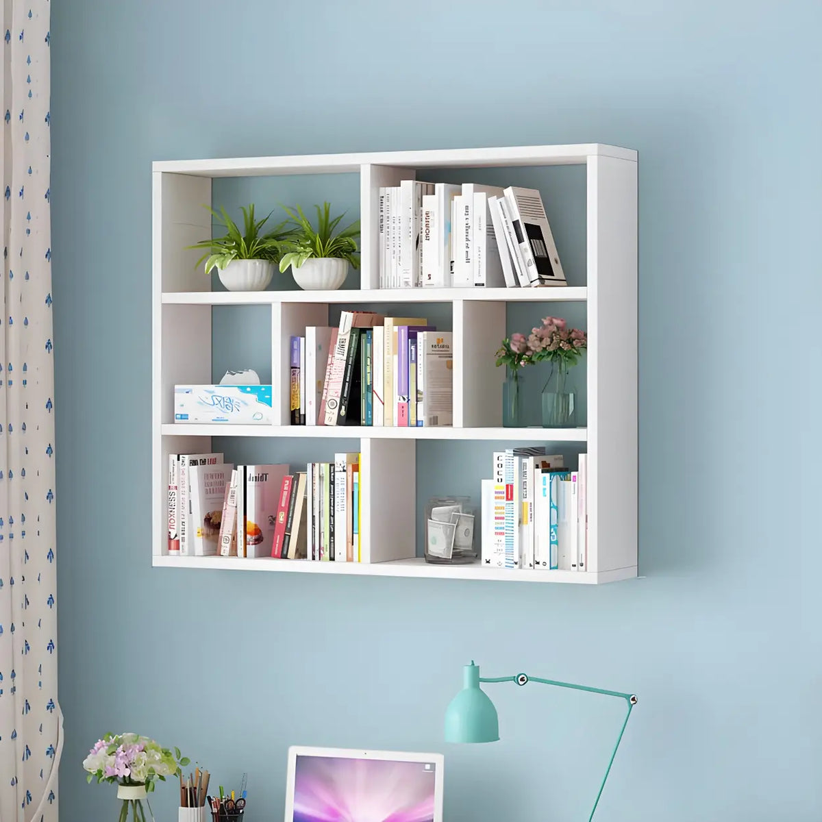 Wall-Mounted Bookshelf | Floating Poplar Wood | Widths 60–120 cm