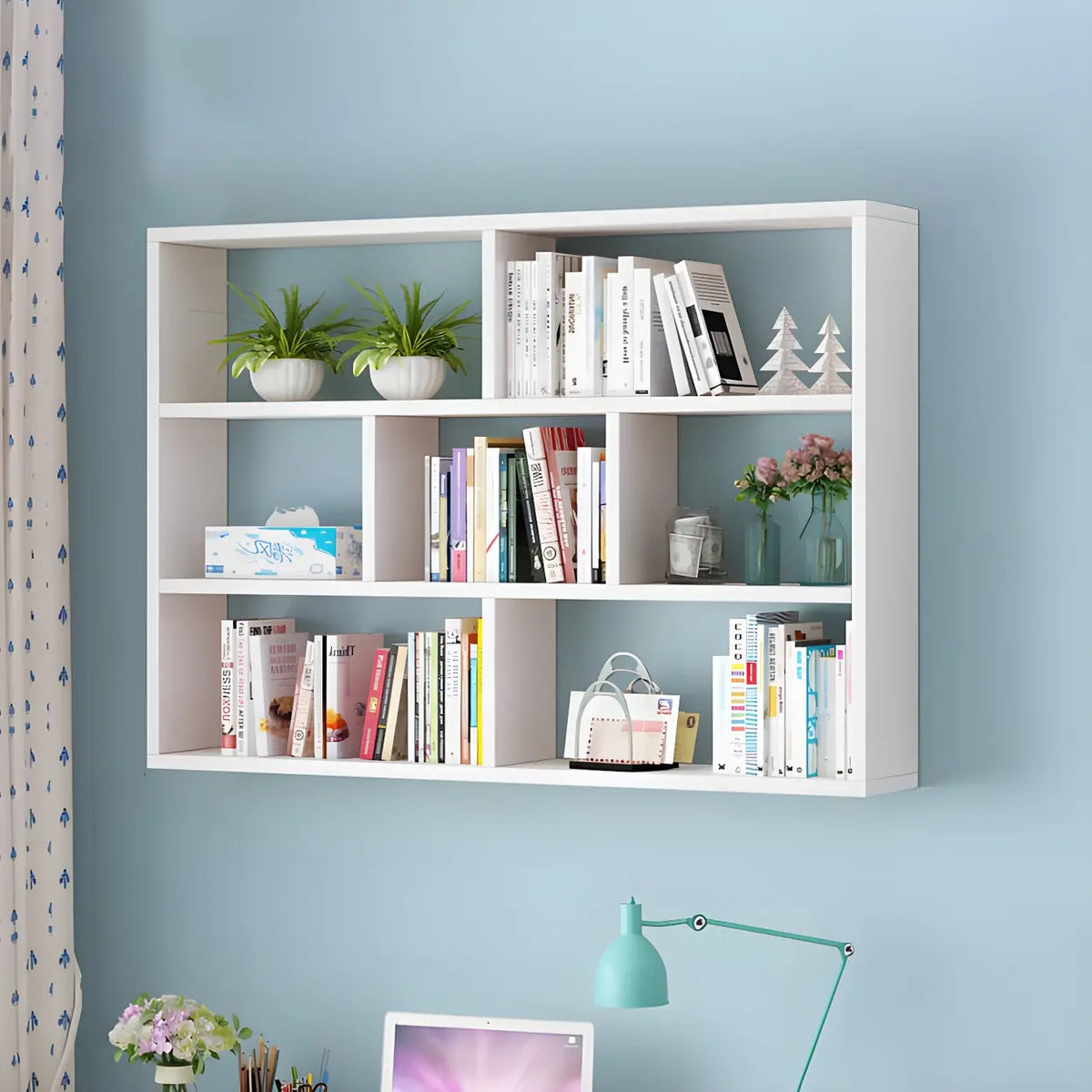 Wall-Mounted Bookshelf | Floating Poplar Wood | Widths 60–120 cm