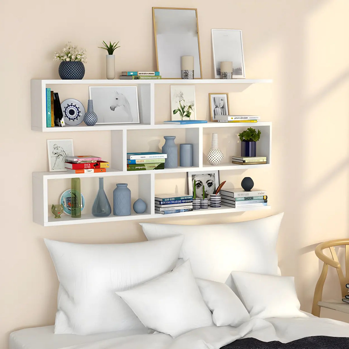 Wall-Mounted Bookshelf | Floating Poplar Wood | Widths 60–120 cm