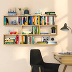 Wall-Mounted Bookshelf | Floating Poplar Wood | Widths 60–120 cm