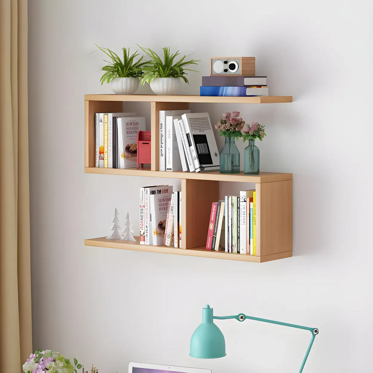 Wall-Mounted Bookshelf | Floating Poplar Wood | Widths 60–120 cm