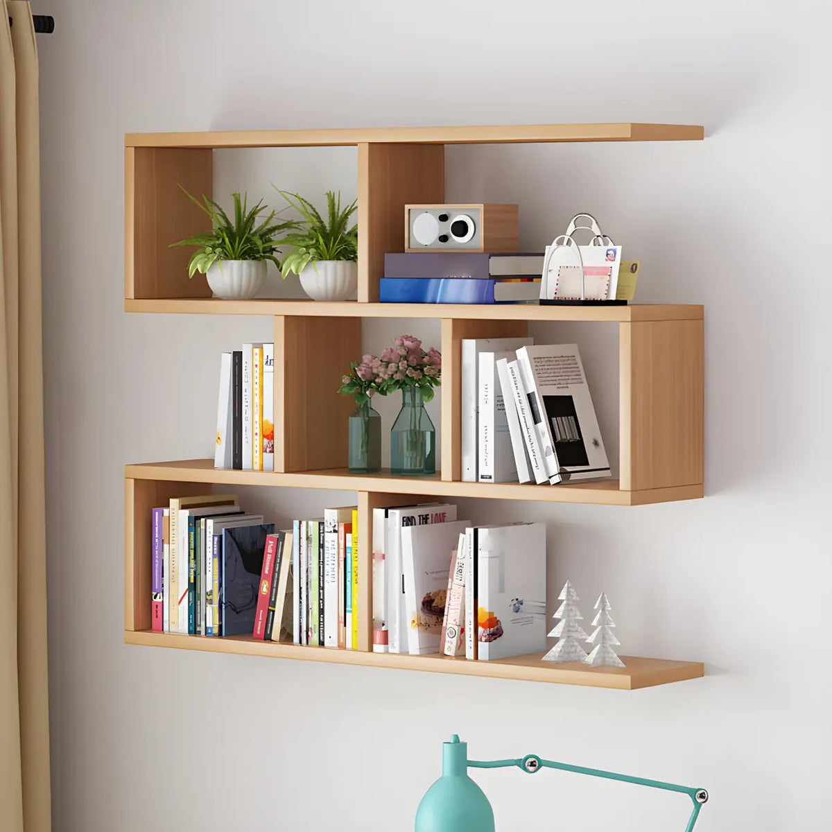 Wall-Mounted Bookshelf | Floating Poplar Wood | Widths 60–120 cm
